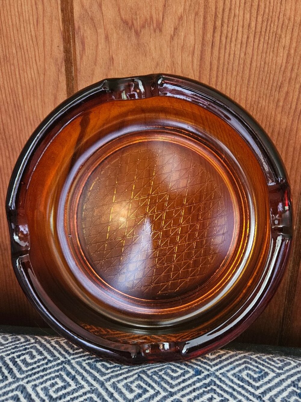 Vintage Midcentury 1960s Amber Glass Ashtray, Excellent Condition!